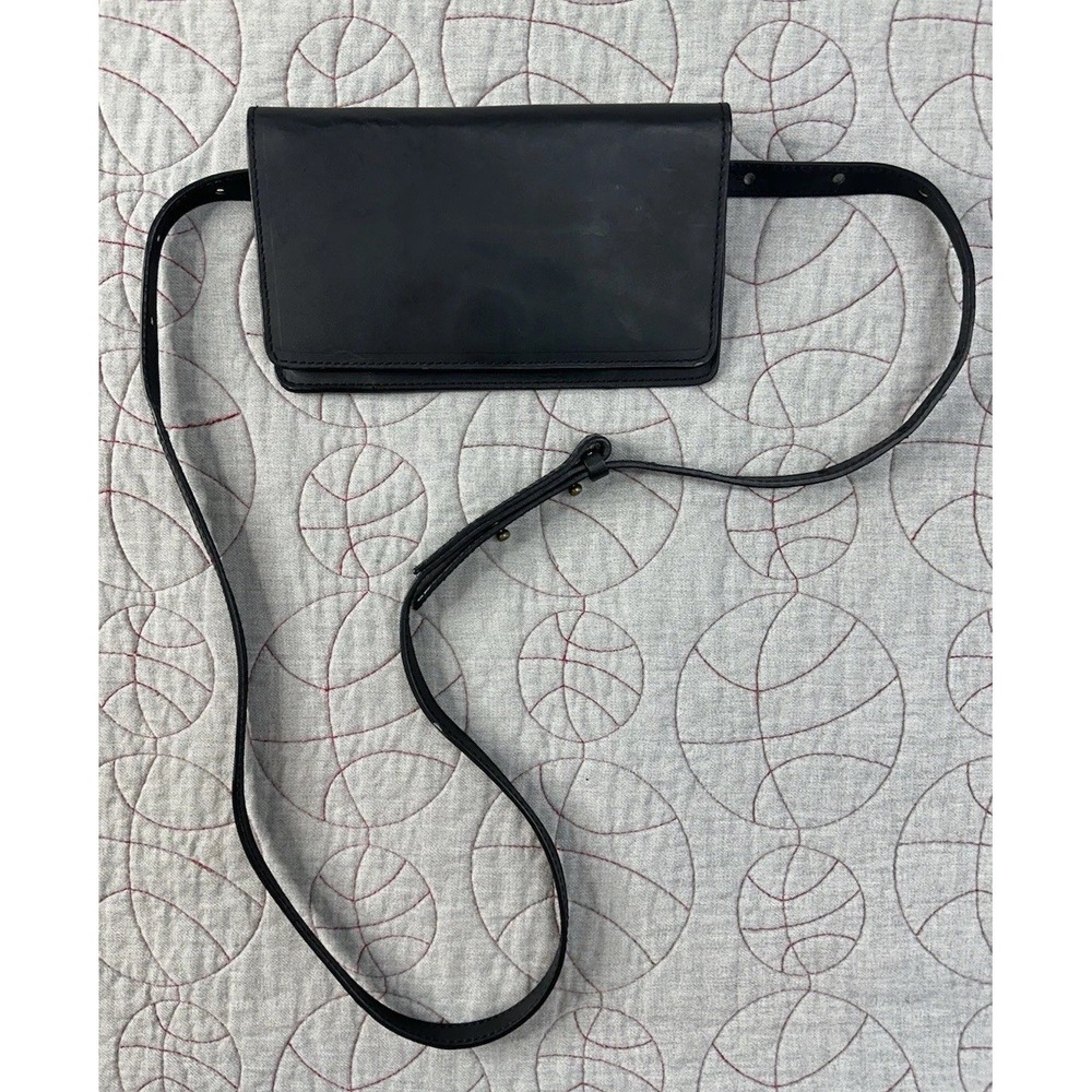 ABLE Karla Black Leather Belt Waist Bag Crossbody Convertible Adjustable Strap